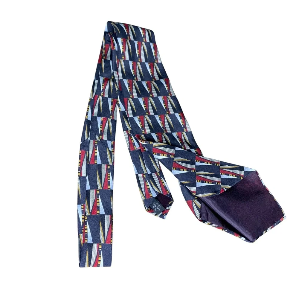 Henry Grethel Geometric Silk Necktie‎ Abstract Pattern Business Career